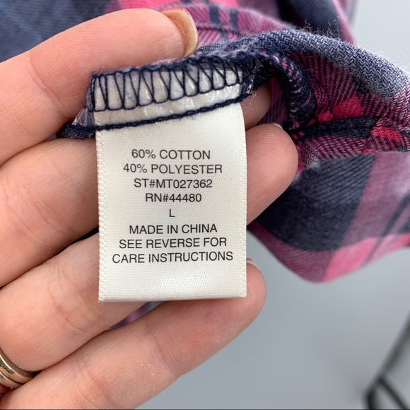 Love Fire Plaid Burnout V-neck Blouse Pink Size Lg - Picture 7 of 8